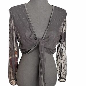 🤑 LOW START Sheer Polka Dot Tie-Front Coverup